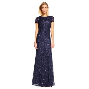 Adrianna Papell scoop back sequin gown
